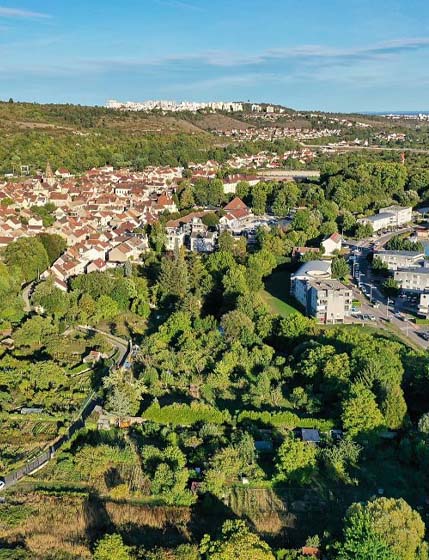 Photo vue aérienne de la ville Plombières-lès-Dijon